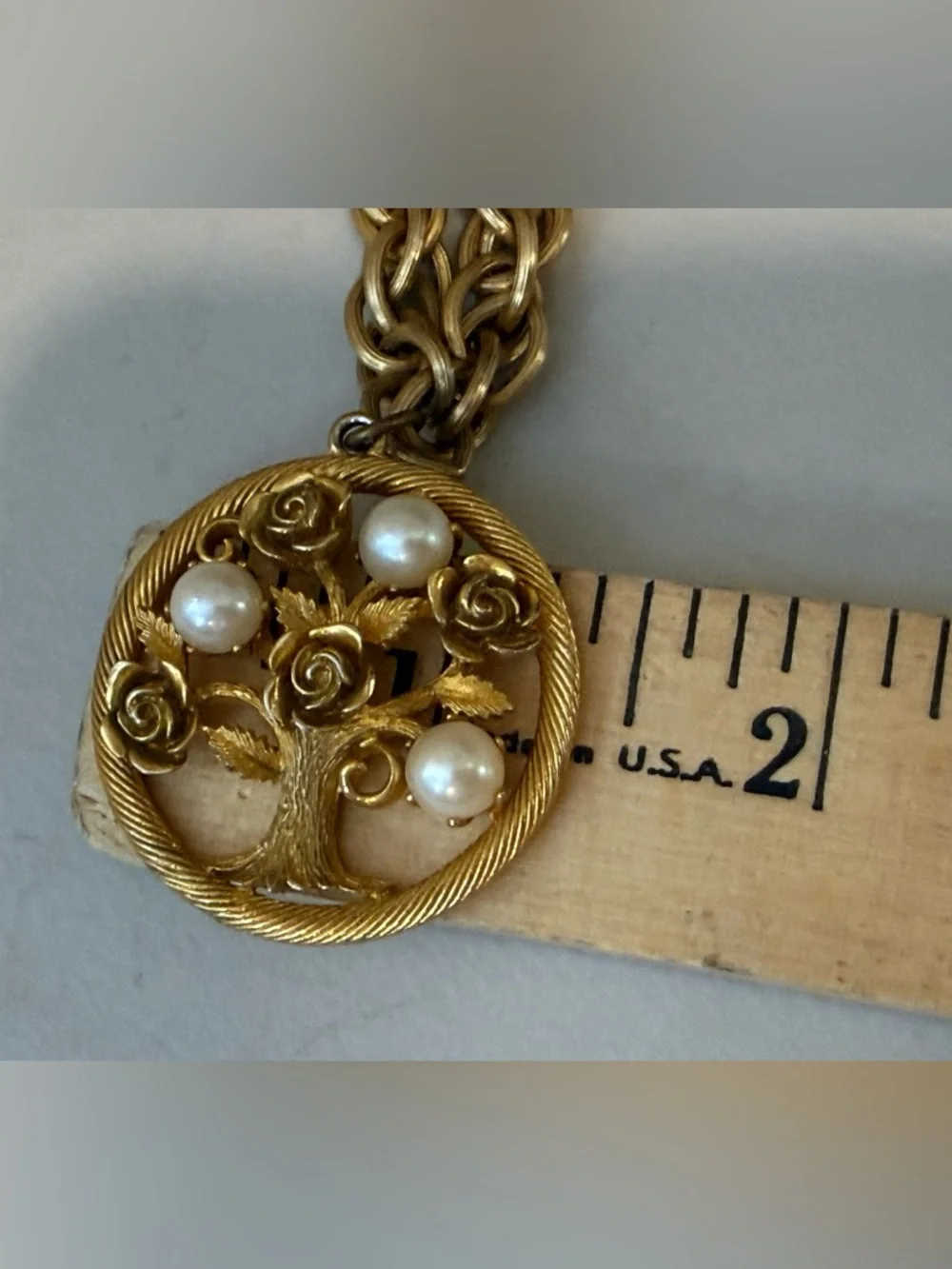 Vintage Tree of Life Charm Bracelet‎ By Lisner Gold Tone